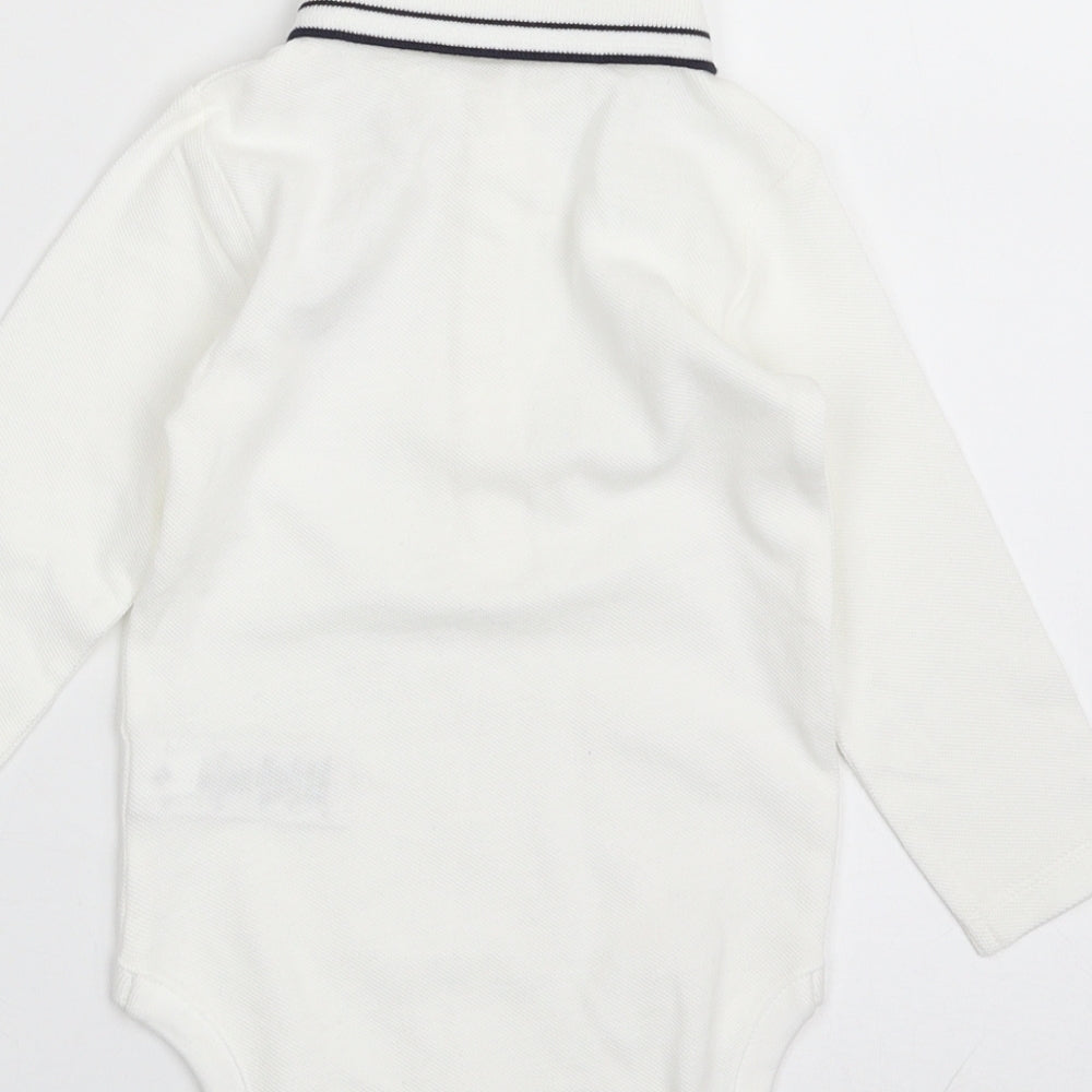 NEXT Baby White  100% Cotton Babygrow One-Piece Size 9-12 Months  Button - Elephant