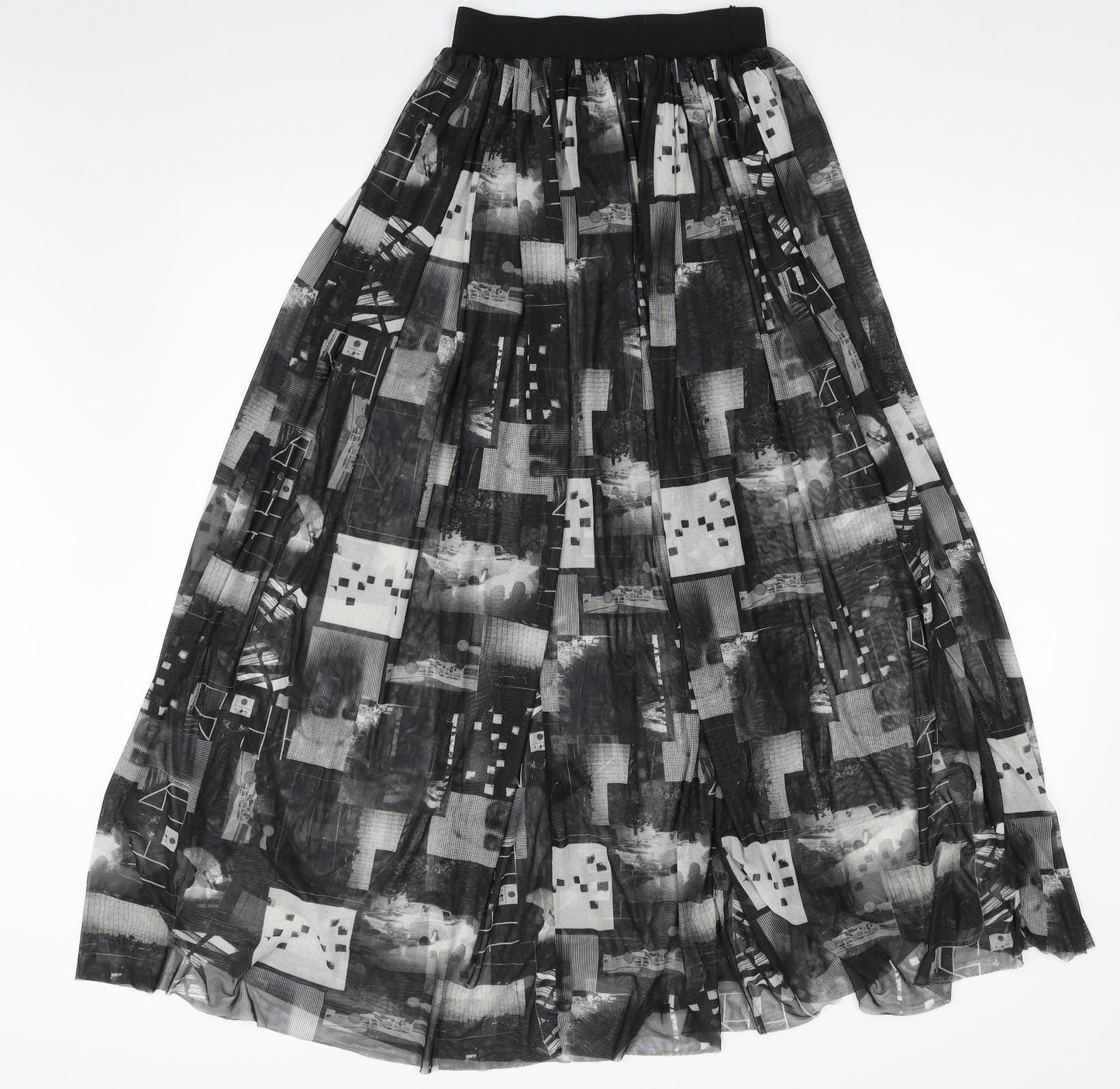 COLLUSION Womens Black Geometric Polyester Peasant Skirt Size 8