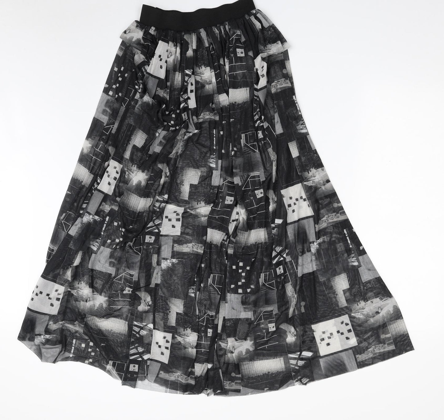 COLLUSION Womens Black Geometric Polyester Peasant Skirt Size 8
