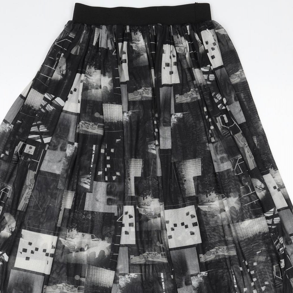 COLLUSION Womens Black Geometric Polyester Peasant Skirt Size 8