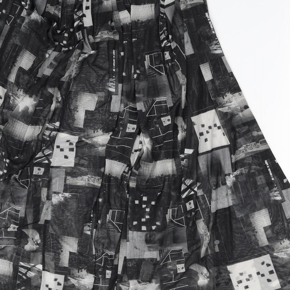 COLLUSION Womens Black Geometric Polyester Peasant Skirt Size 8