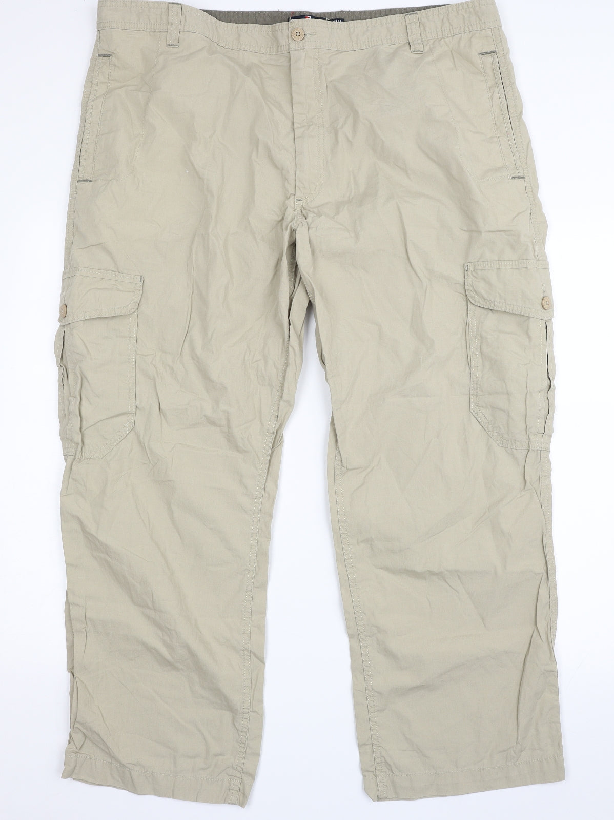 Blue Harbour Mens Beige  Cotton Cargo Trousers Size 42 in L29 in Regular Zip