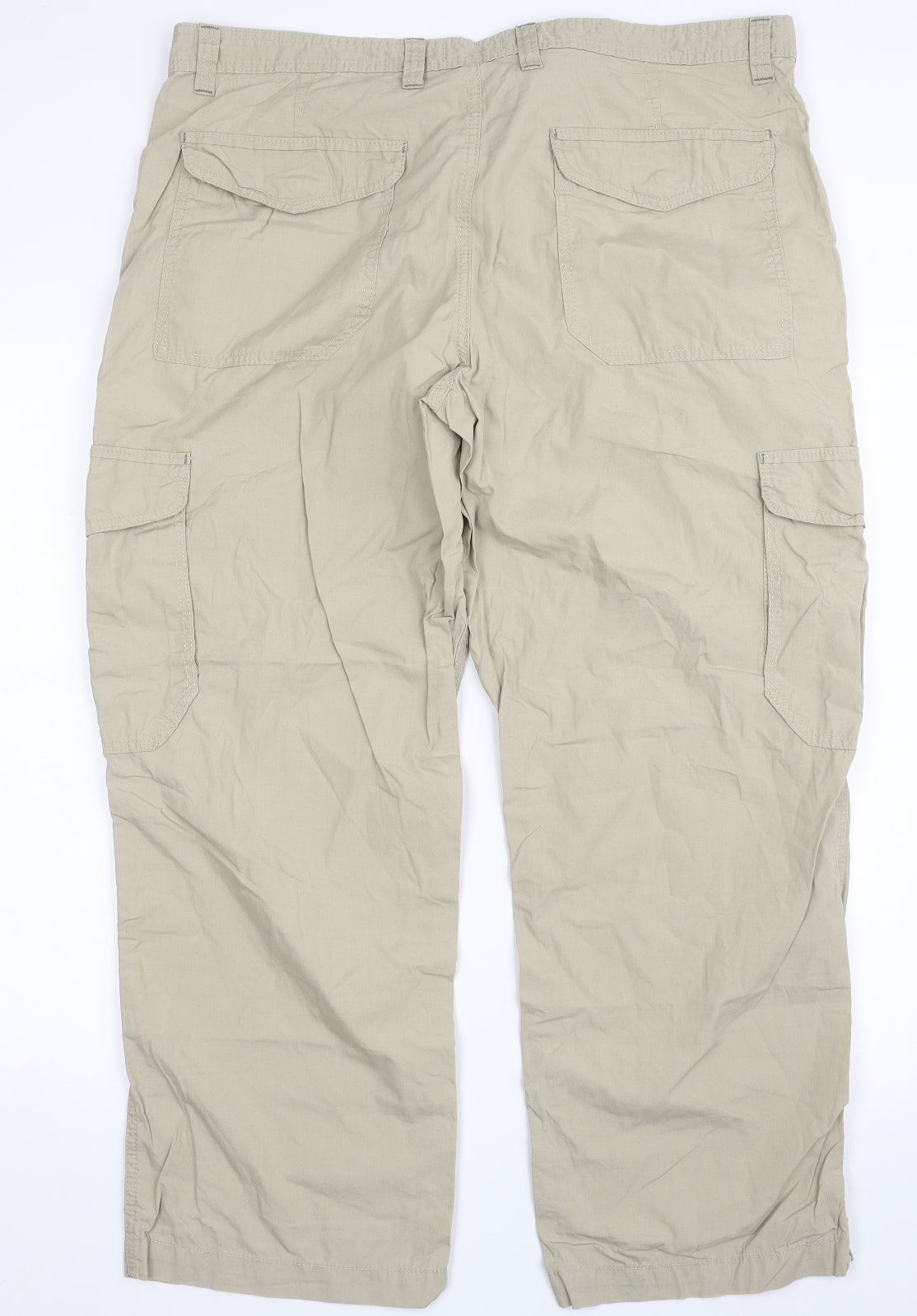 Blue Harbour Mens Beige  Cotton Cargo Trousers Size 42 in L29 in Regular Zip