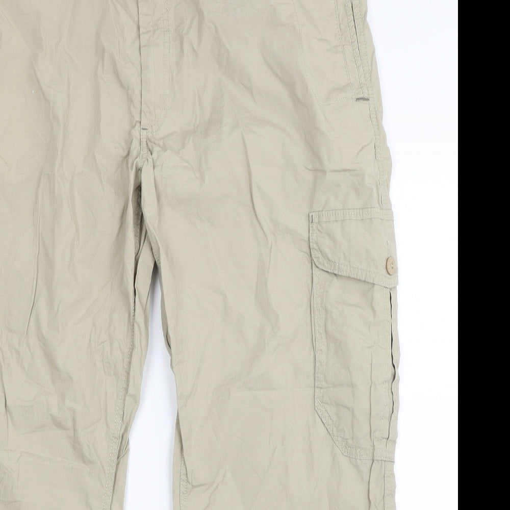 Blue Harbour Mens Beige  Cotton Cargo Trousers Size 42 in L29 in Regular Zip