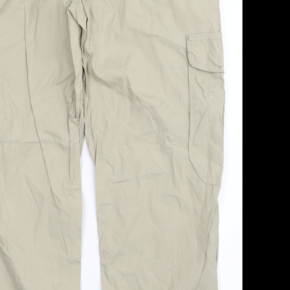 Blue Harbour Mens Beige  Cotton Cargo Trousers Size 42 in L29 in Regular Zip