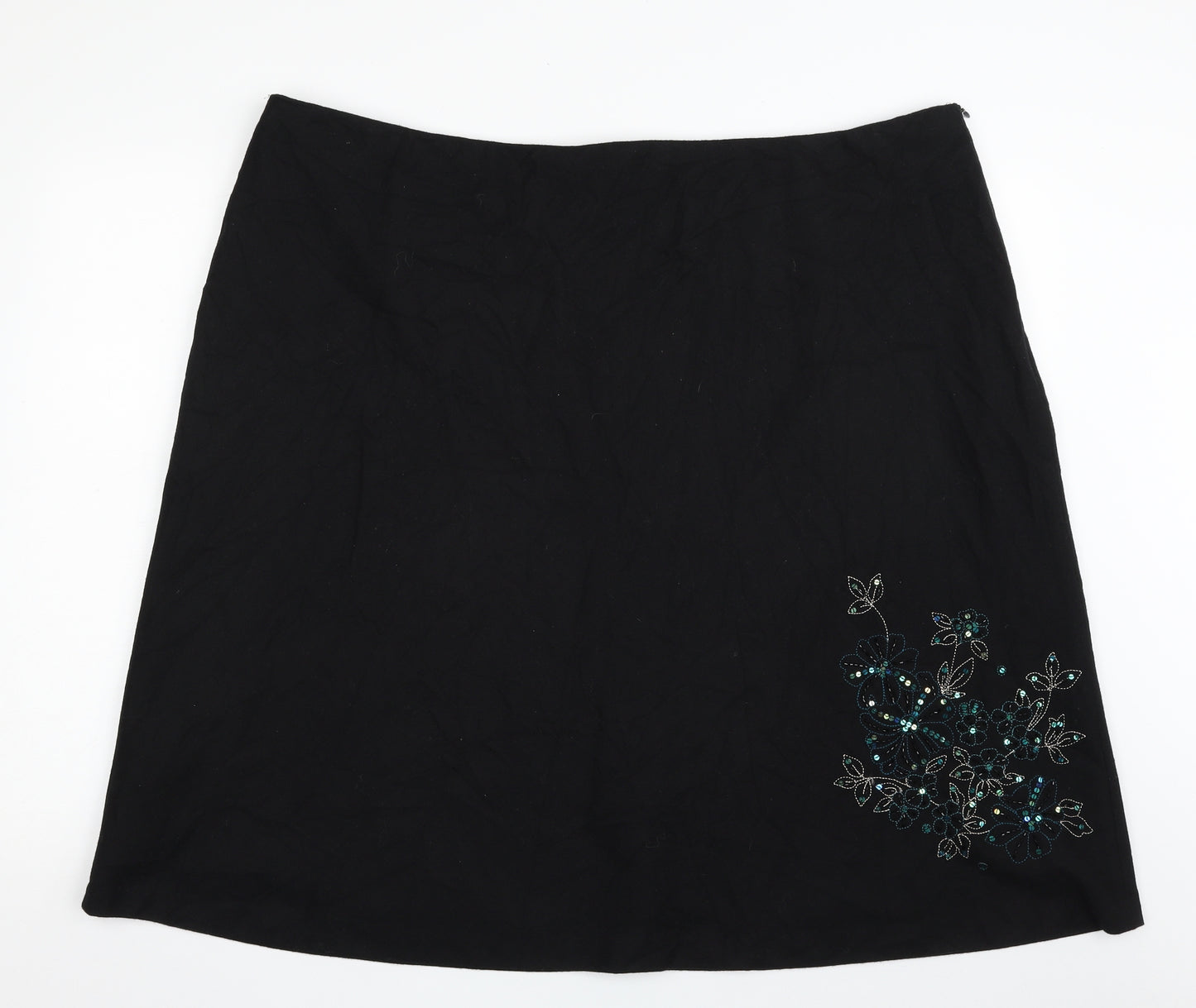 Bonmarché Womens Black  Wool A-Line Skirt Size 24   Zip