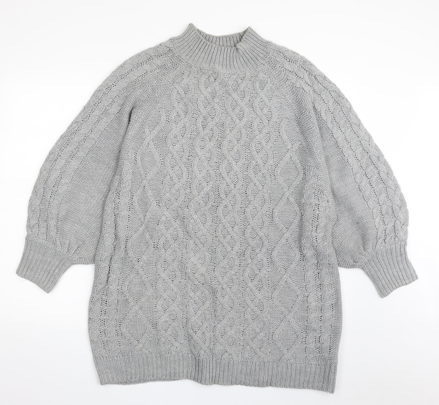 Pep&Co Womens Grey High Neck  Acrylic Pullover Jumper Size L