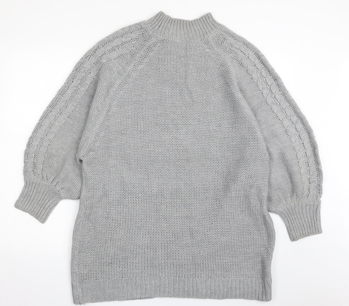 Pep&Co Womens Grey High Neck  Acrylic Pullover Jumper Size L