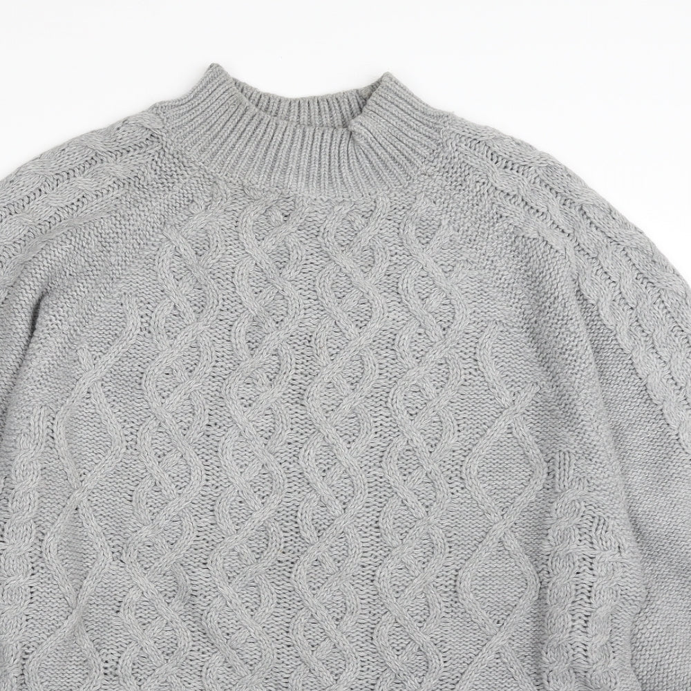 Pep&Co Womens Grey High Neck  Acrylic Pullover Jumper Size L