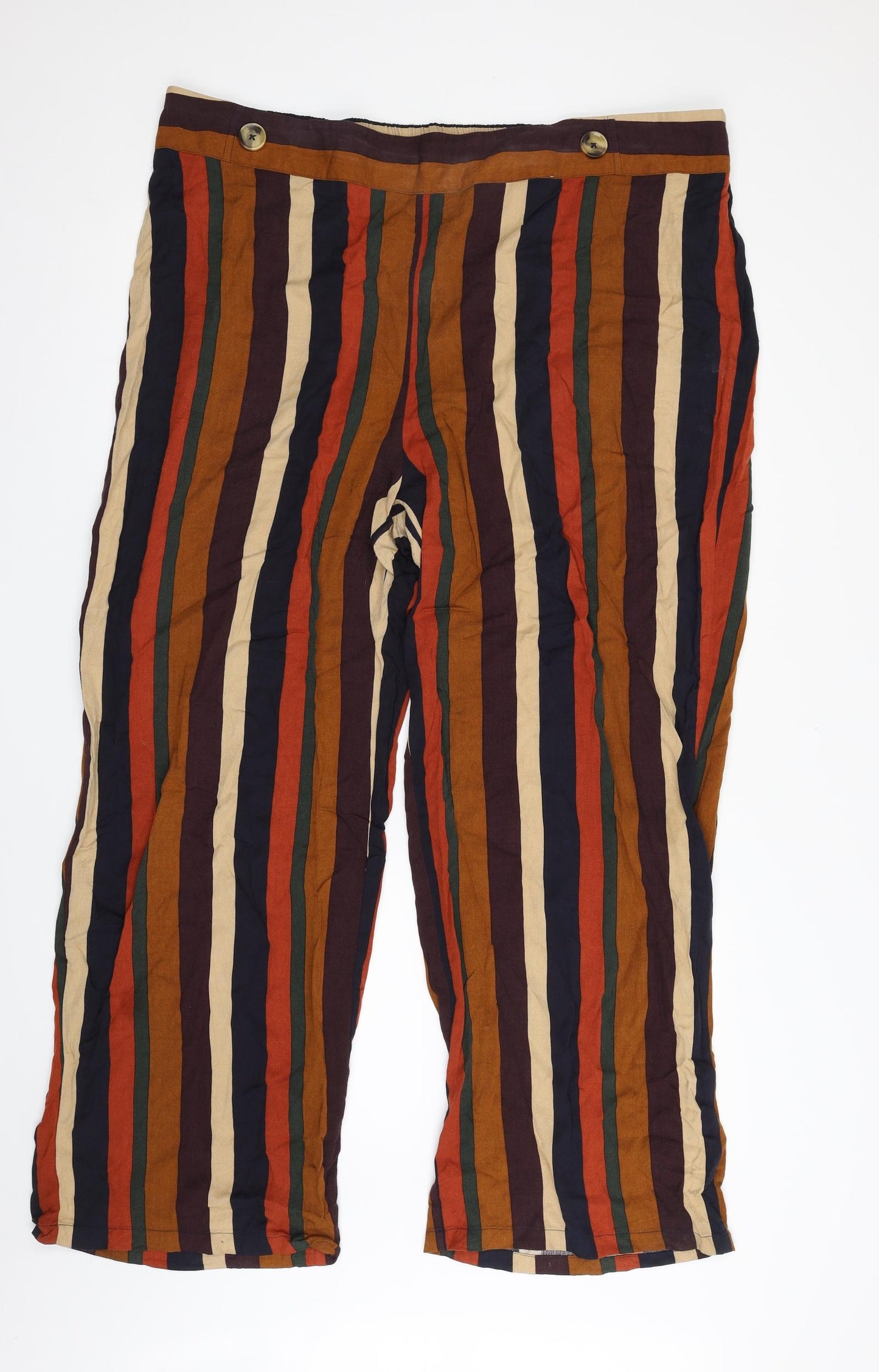 TU Womens Multicoloured Striped Viscose Jogger Trousers Size 22 L29 in Regular
