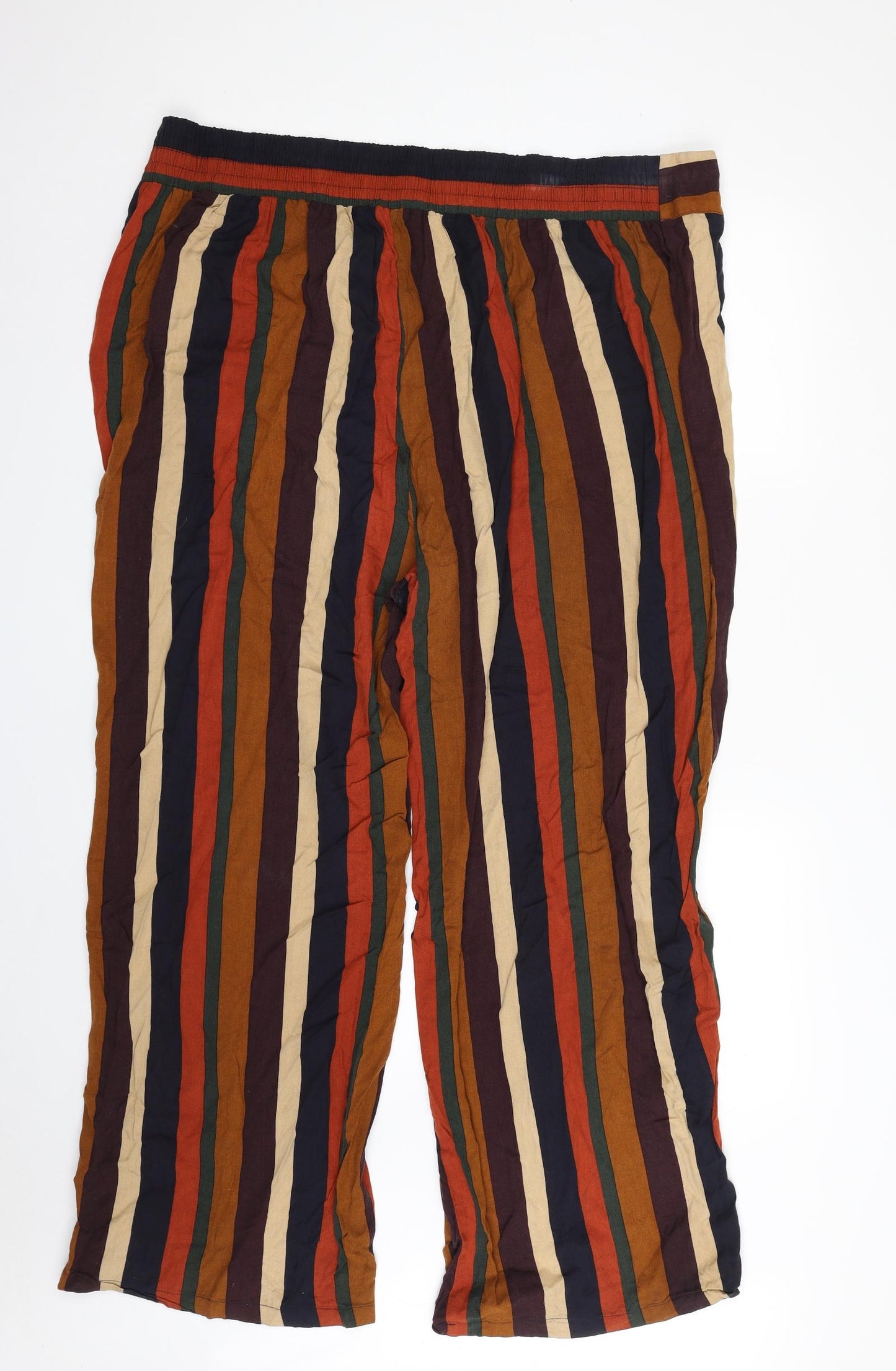 TU Womens Multicoloured Striped Viscose Jogger Trousers Size 22 L29 in Regular