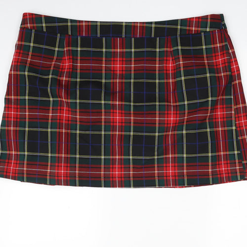 TU Womens Multicoloured Plaid Polyester A-Line Skirt Size 22   Zip