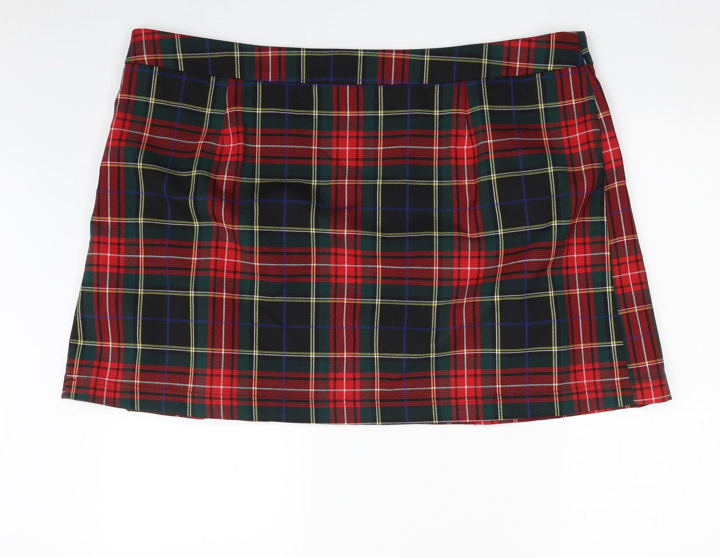 TU Womens Multicoloured Plaid Polyester A-Line Skirt Size 22   Zip