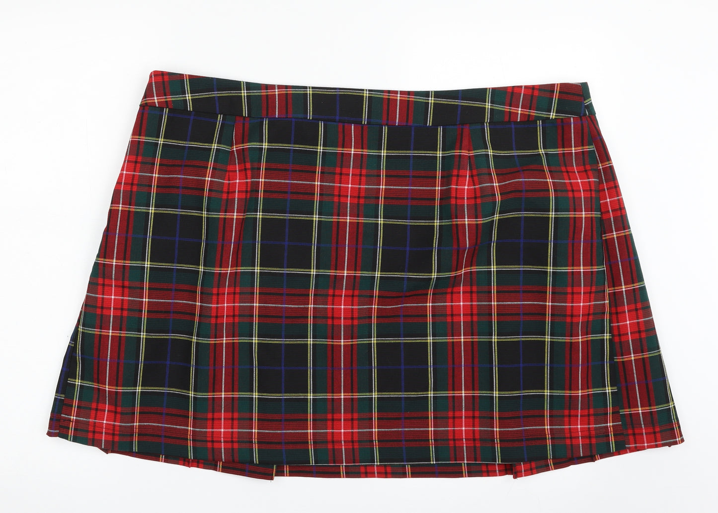TU Womens Multicoloured Plaid Polyester A-Line Skirt Size 22   Zip