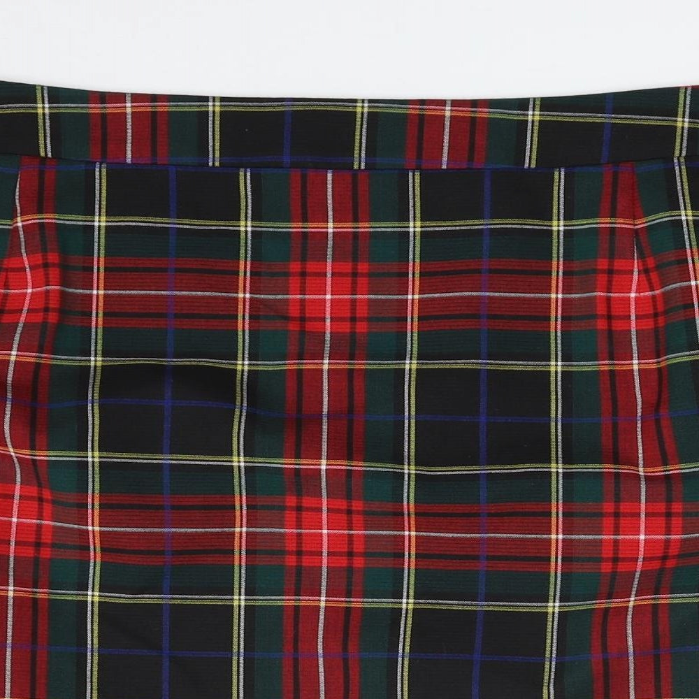 TU Womens Multicoloured Plaid Polyester A-Line Skirt Size 22   Zip