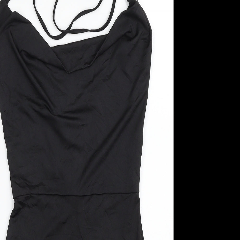 Fashion Nova Womens Black  Polyester Fit & Flare  Size XS  Halter Pullover