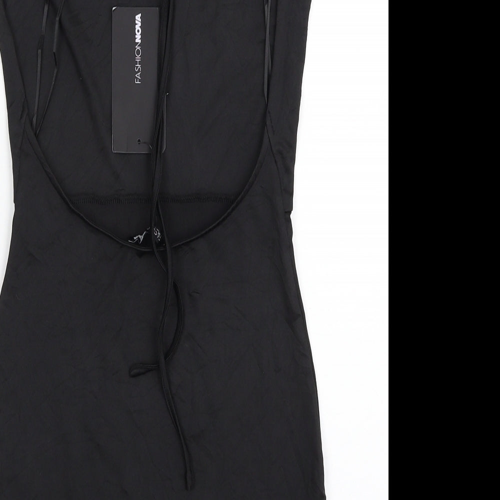Fashion Nova Womens Black  Polyester Fit & Flare  Size XS  Halter Pullover