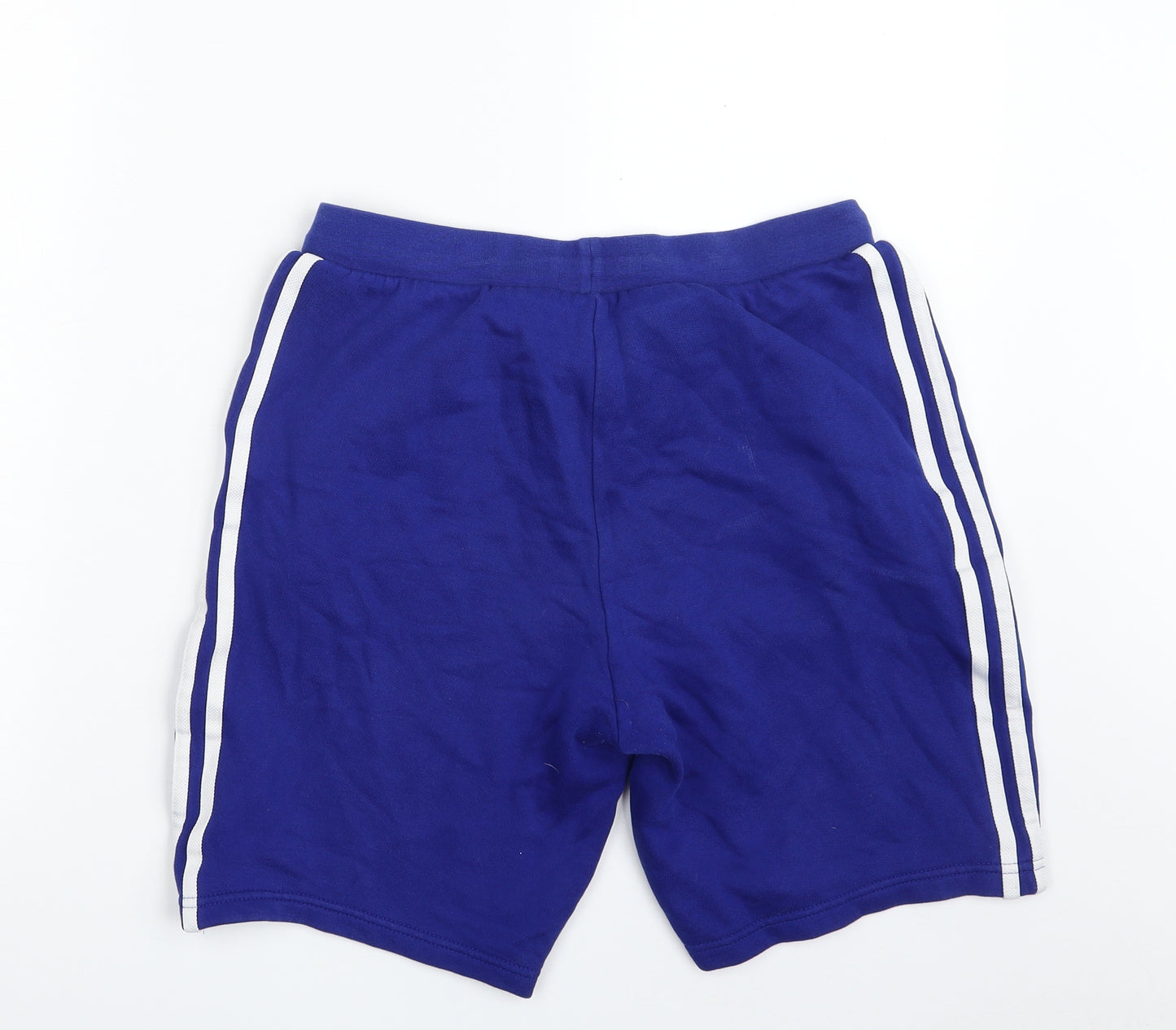 adidas Mens Blue Striped Cotton Sweat Shorts Size 28 in L8 in Regular