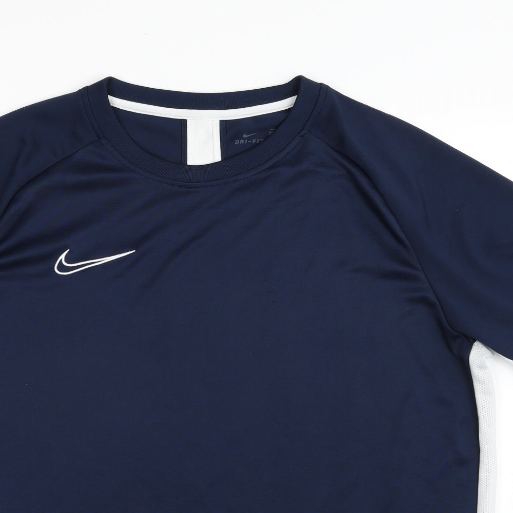 Nike Mens Blue  100% Polyester Pullover T-Shirt Size L Crew Neck Pullover - DRI-FIT