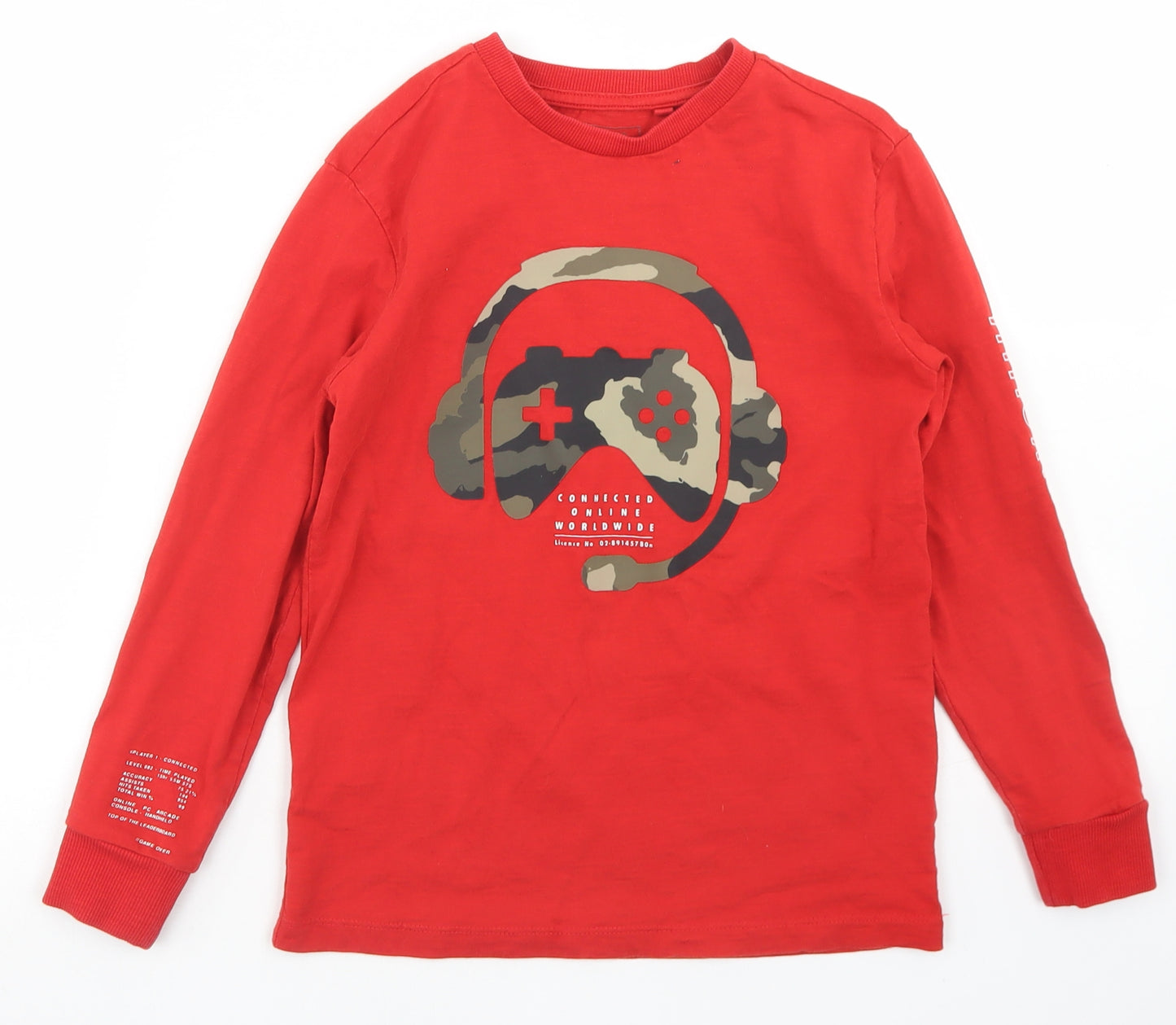NEXT Boys Red  Cotton Basic T-Shirt Size 8 Years Crew Neck  - gAMING