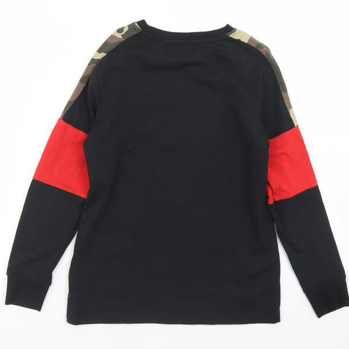NEXT Boys Black Colourblock Cotton Basic T-Shirt Size 8 Years Crew Neck