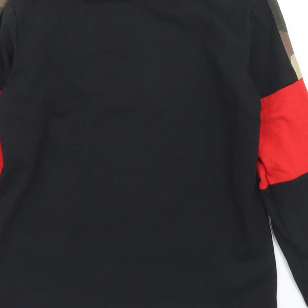 NEXT Boys Black Colourblock Cotton Basic T-Shirt Size 8 Years Crew Neck