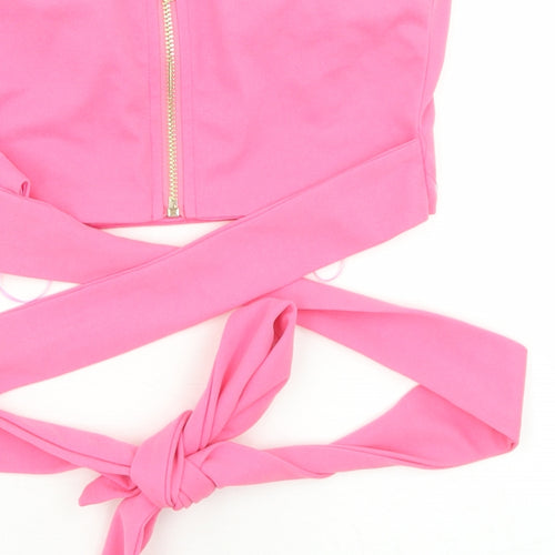Vera & Lucy Womens Pink  Polyester Cropped Blouse Size M Square Neck