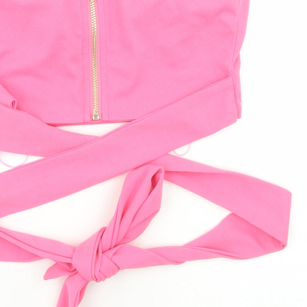 Vera & Lucy Womens Pink  Polyester Cropped Blouse Size M Square Neck