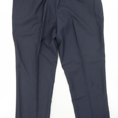 Simon Jersey Mens Blue  Polyester Dress Pants Trousers Size 34 in L26 in Regular Hook & Eye - Tailored
