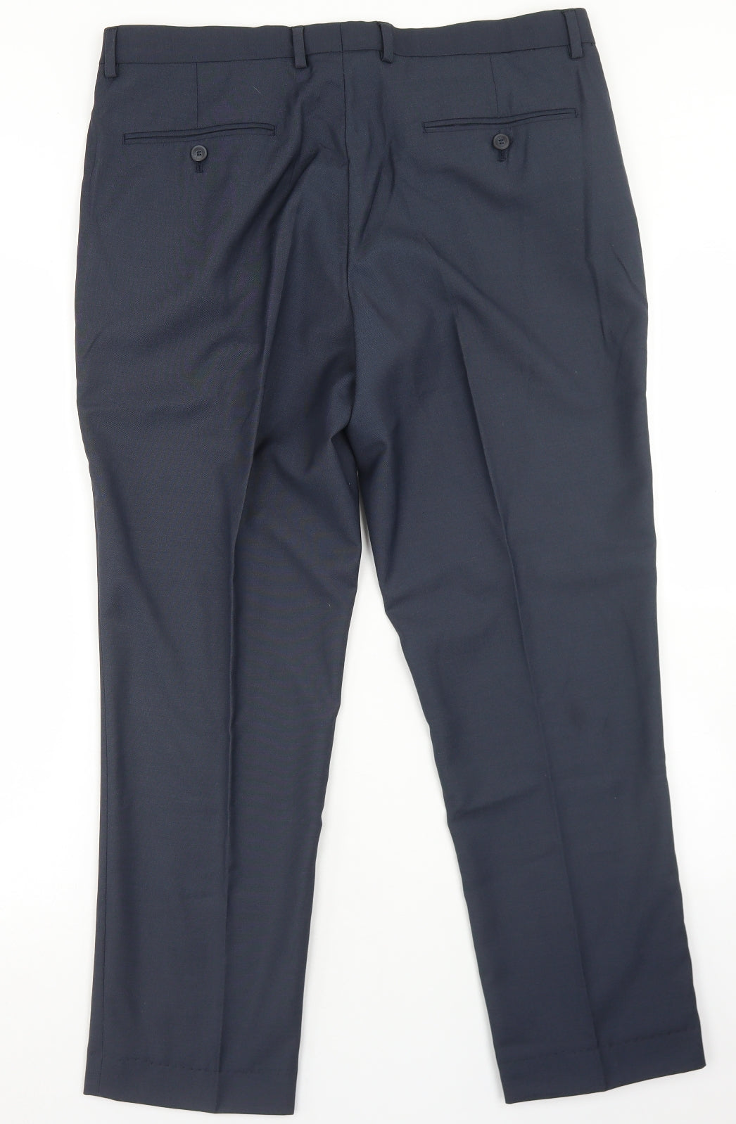 Simon Jersey Mens Blue  Polyester Dress Pants Trousers Size 34 in L26 in Regular Hook & Eye - Tailored