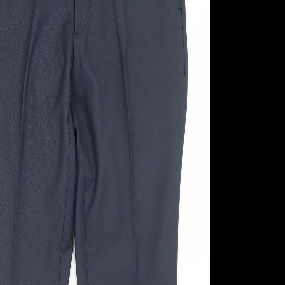 Simon Jersey Mens Blue  Polyester Dress Pants Trousers Size 34 in L26 in Regular Hook & Eye - Tailored