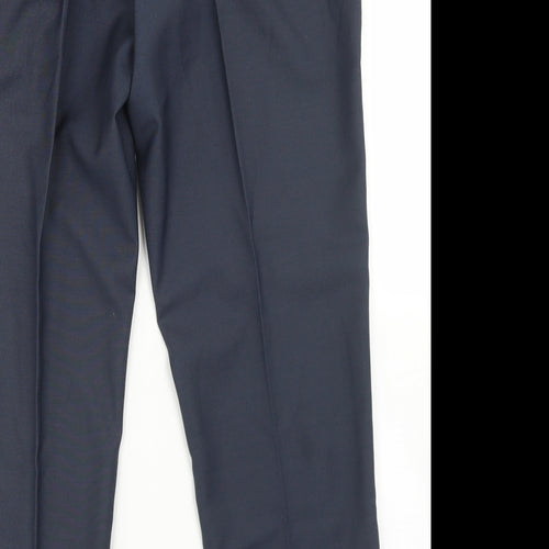 Simon Jersey Mens Blue  Polyester Dress Pants Trousers Size 34 in L26 in Regular Hook & Eye - Tailored