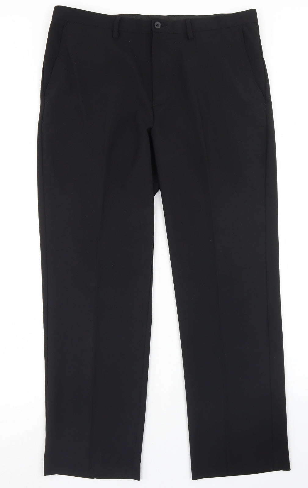F&F Mens Black  Polyester Dress Pants Trousers Size 34 in L29 in Regular Button