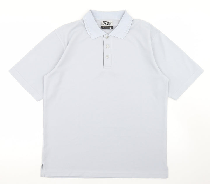 Cooltex Style Mens Blue Polyester Polo Size M Collared Button
