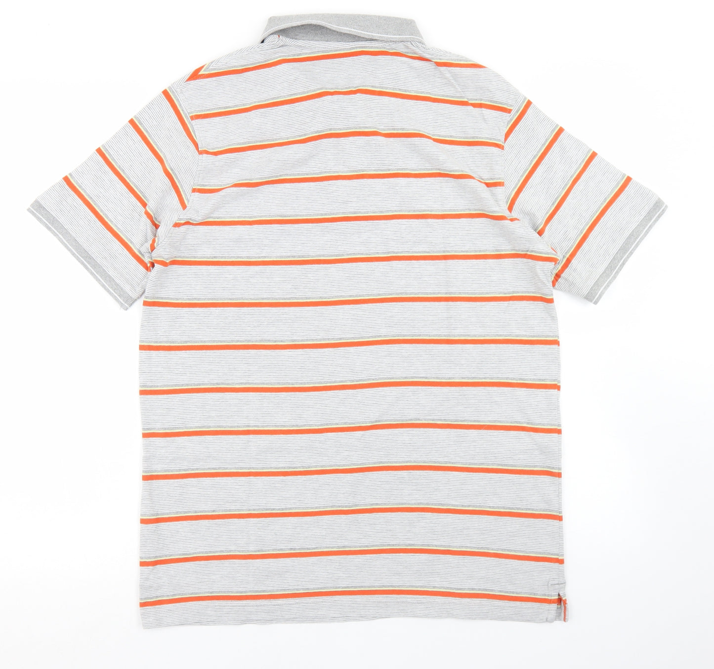 Dunnes Stores Mens Grey Striped Cotton  Polo Size M Collared