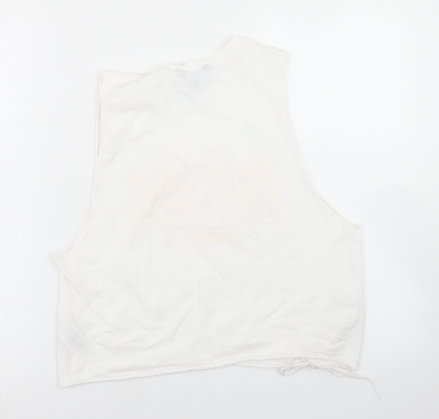 New Look Womens White  Cotton Cropped Tank Size 14 Round Neck - Tres Bien, Tie Front