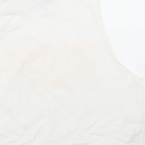 New Look Womens White  Cotton Cropped Tank Size 14 Round Neck - Tres Bien, Tie Front