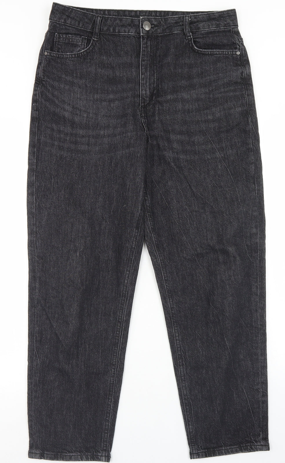 George Womens Black  Cotton Mom Jeans Size 14 L27 in Regular Button