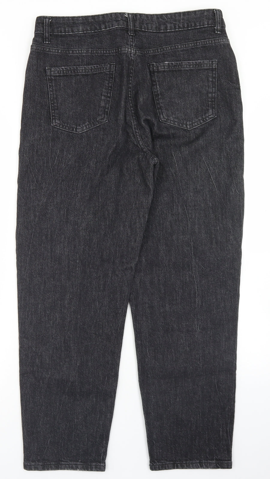 George Womens Black  Cotton Mom Jeans Size 14 L27 in Regular Button