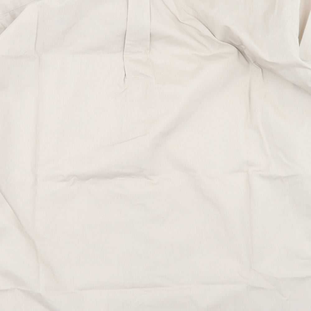 Double TWO Mens Beige  Cotton  Dress Shirt Size 17 Collared Button