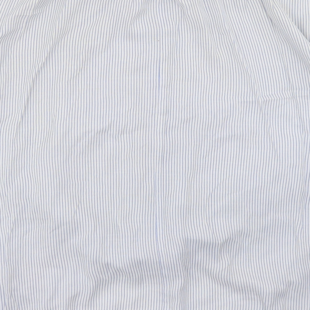 Bleuh Ciel Womens Blue Striped Cotton Basic T-Shirt Size M Round Neck