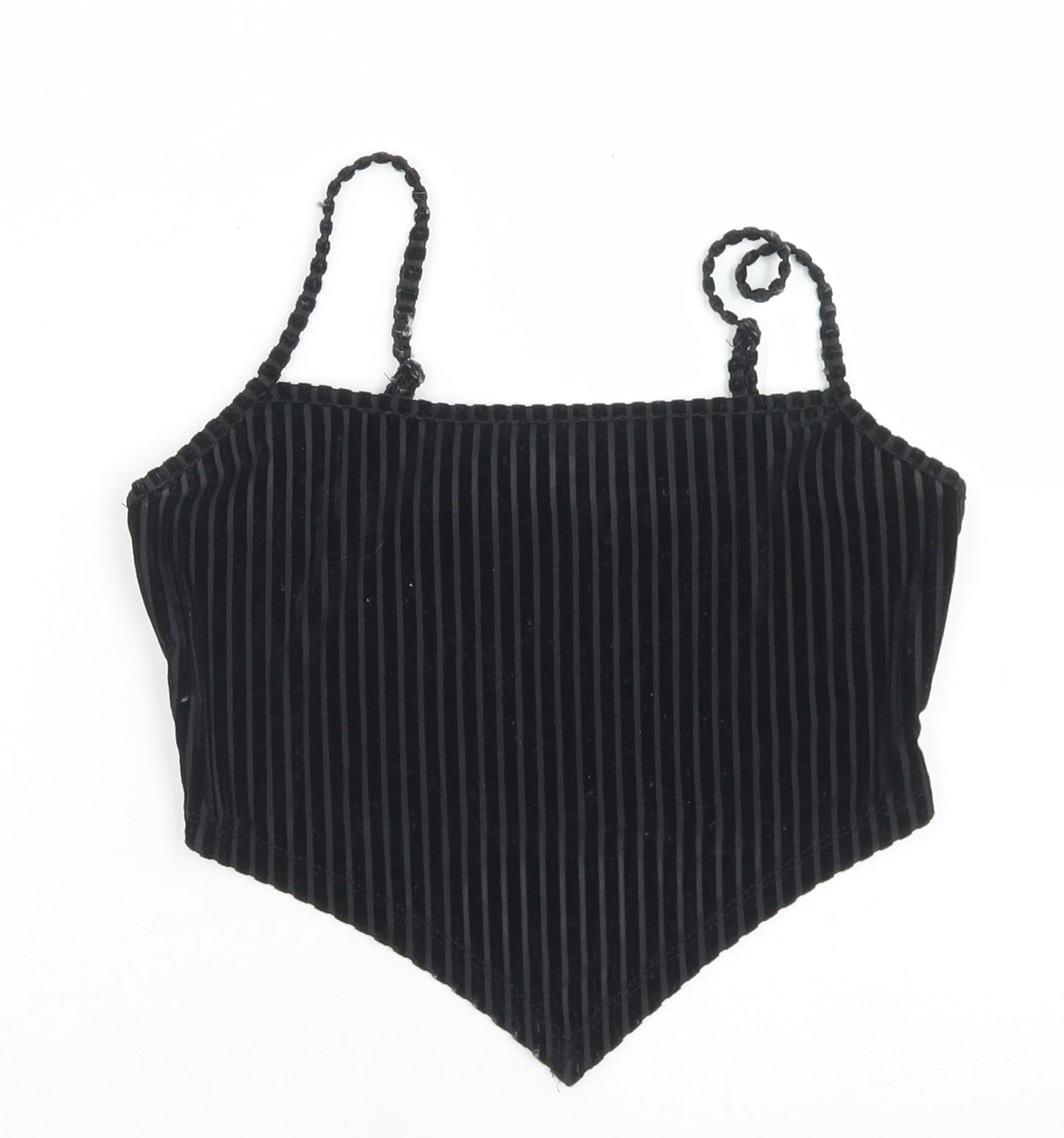 SheIn Womens Black Striped Polyester Cropped Tank Size S Round Neck