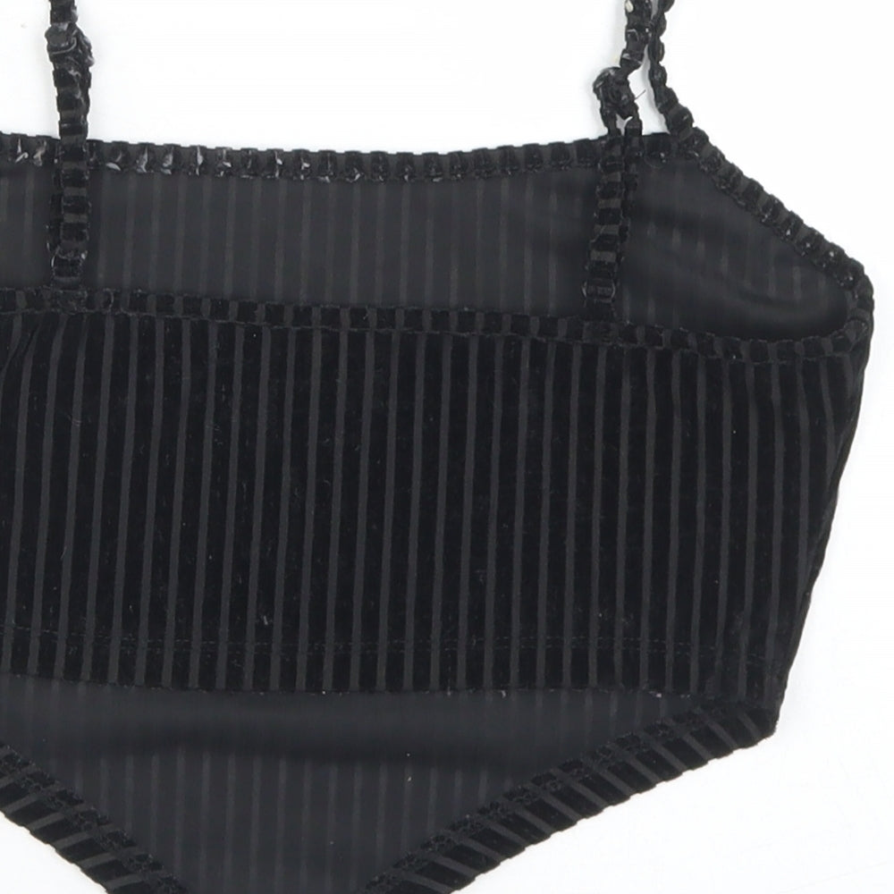 SheIn Womens Black Striped Polyester Cropped Tank Size S Round Neck