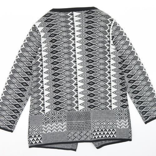 BPC Selection Womens Black Round Neck Argyle/Diamond Acrylic Full Zip Jumper Size M