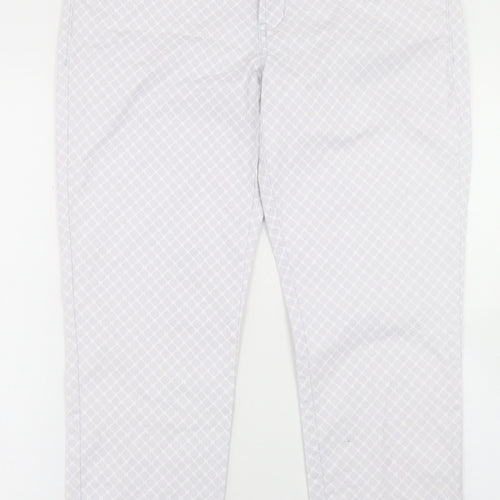 Gap Womens Grey Geometric Cotton Pedal Pusher Trousers Size 6 L26 in Regular Button