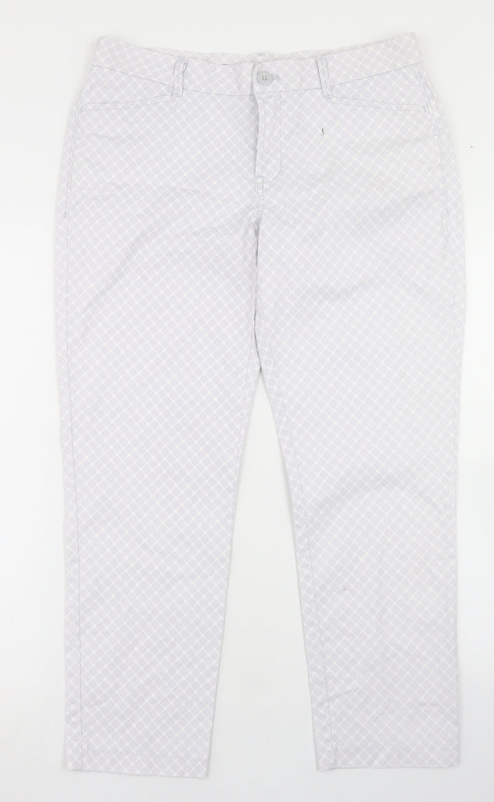 Gap Womens Grey Geometric Cotton Pedal Pusher Trousers Size 6 L26 in Regular Button