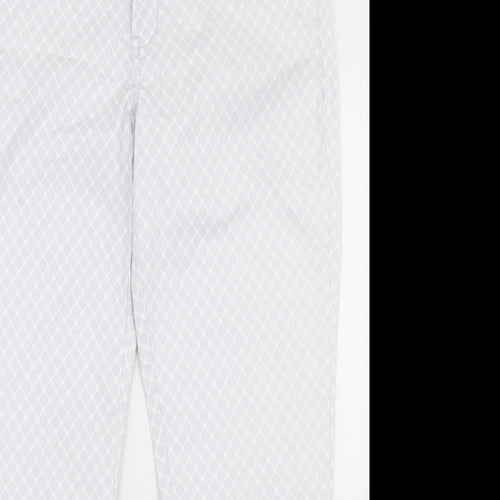 Gap Womens Grey Geometric Cotton Pedal Pusher Trousers Size 6 L26 in Regular Button