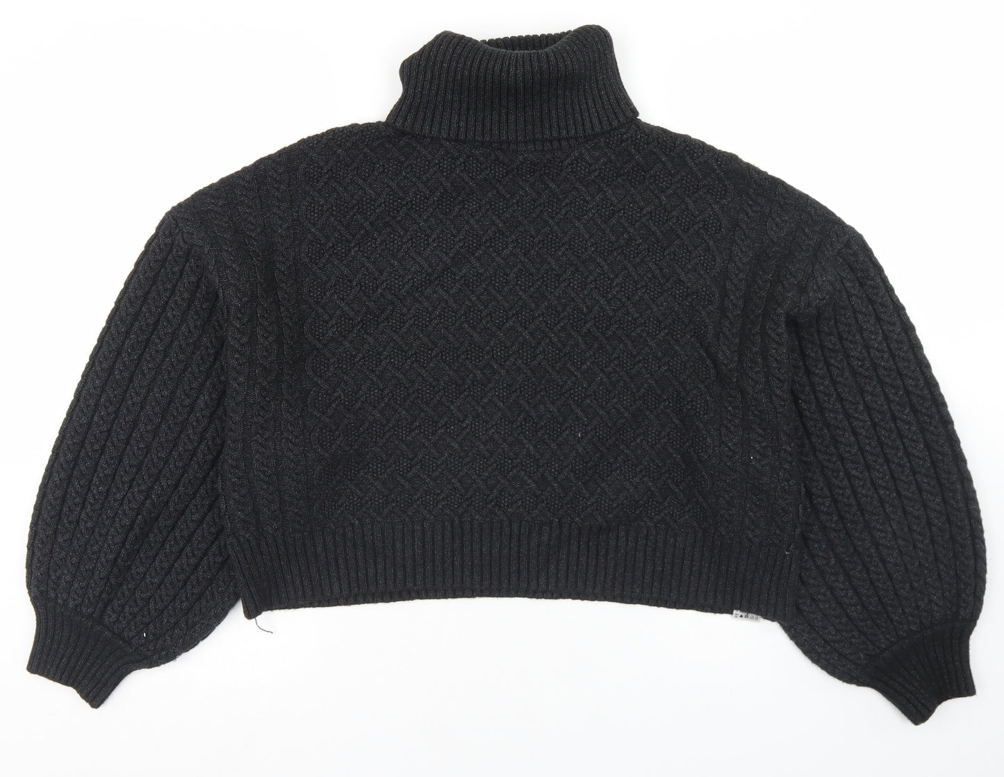 Zara Womens Black Roll Neck  Viscose  Jumper Size M   - Cropped