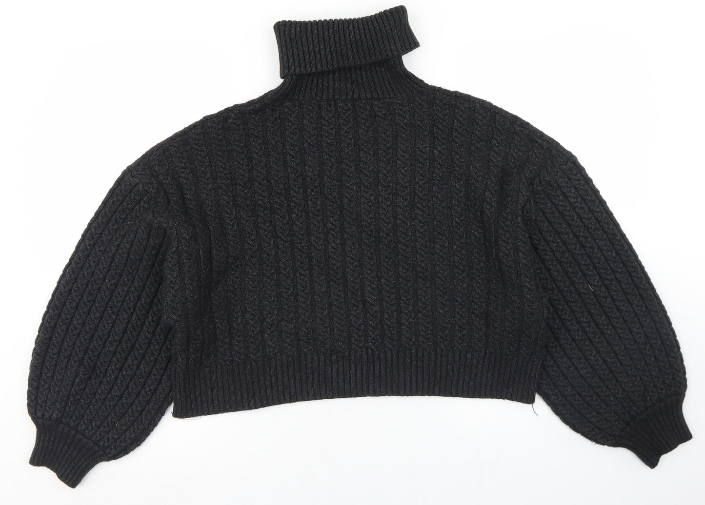 Zara Womens Black Roll Neck  Viscose  Jumper Size M   - Cropped