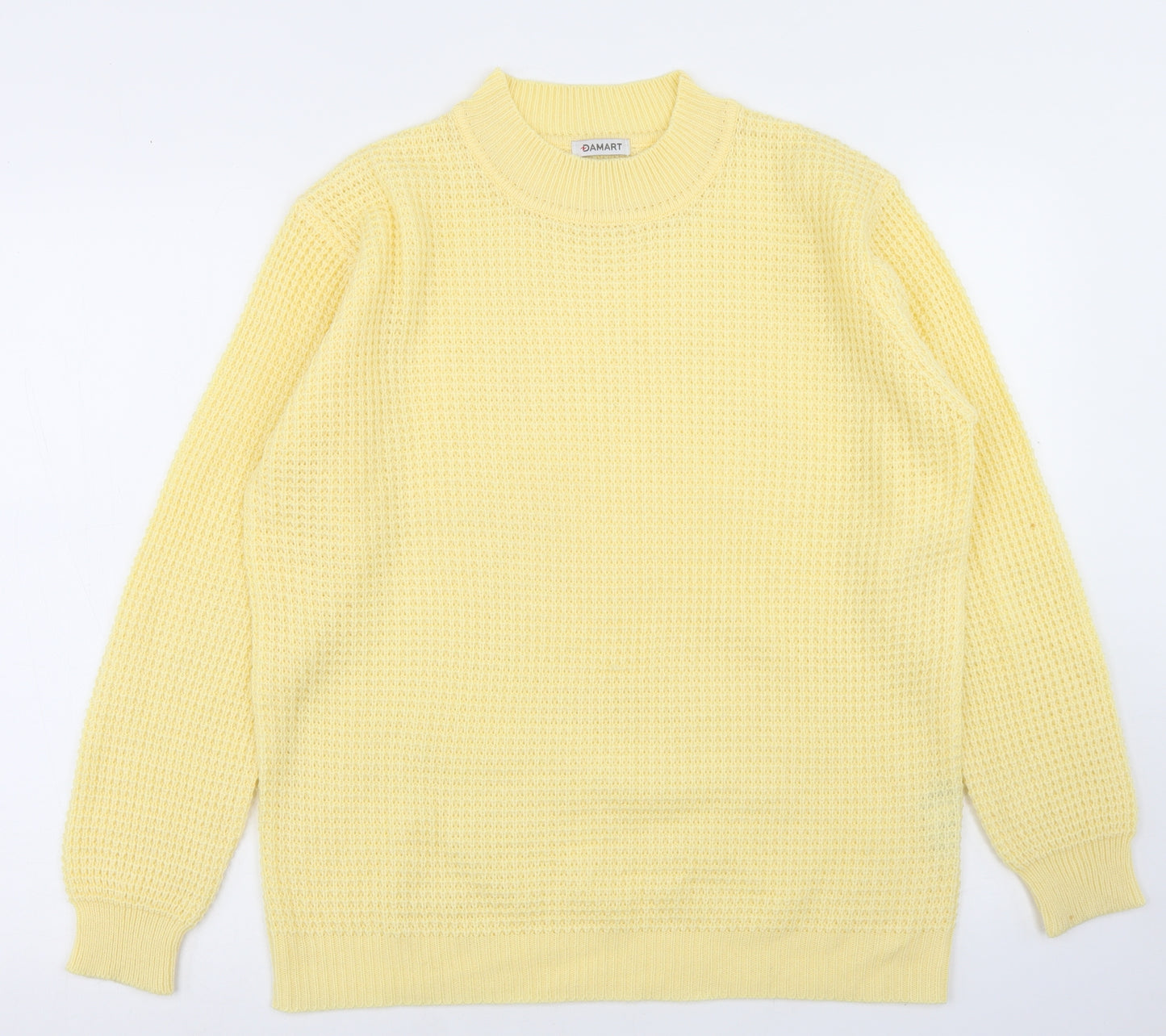Damart Womens Yellow Crew Neck  Acrylic Pullover Jumper Size 18